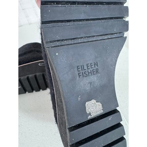 "Eileen Fisher" Black, Crew, Felted , Lace Up, Bootie, Size 7,Wedge Heel, Winter - Picture 10 of 10